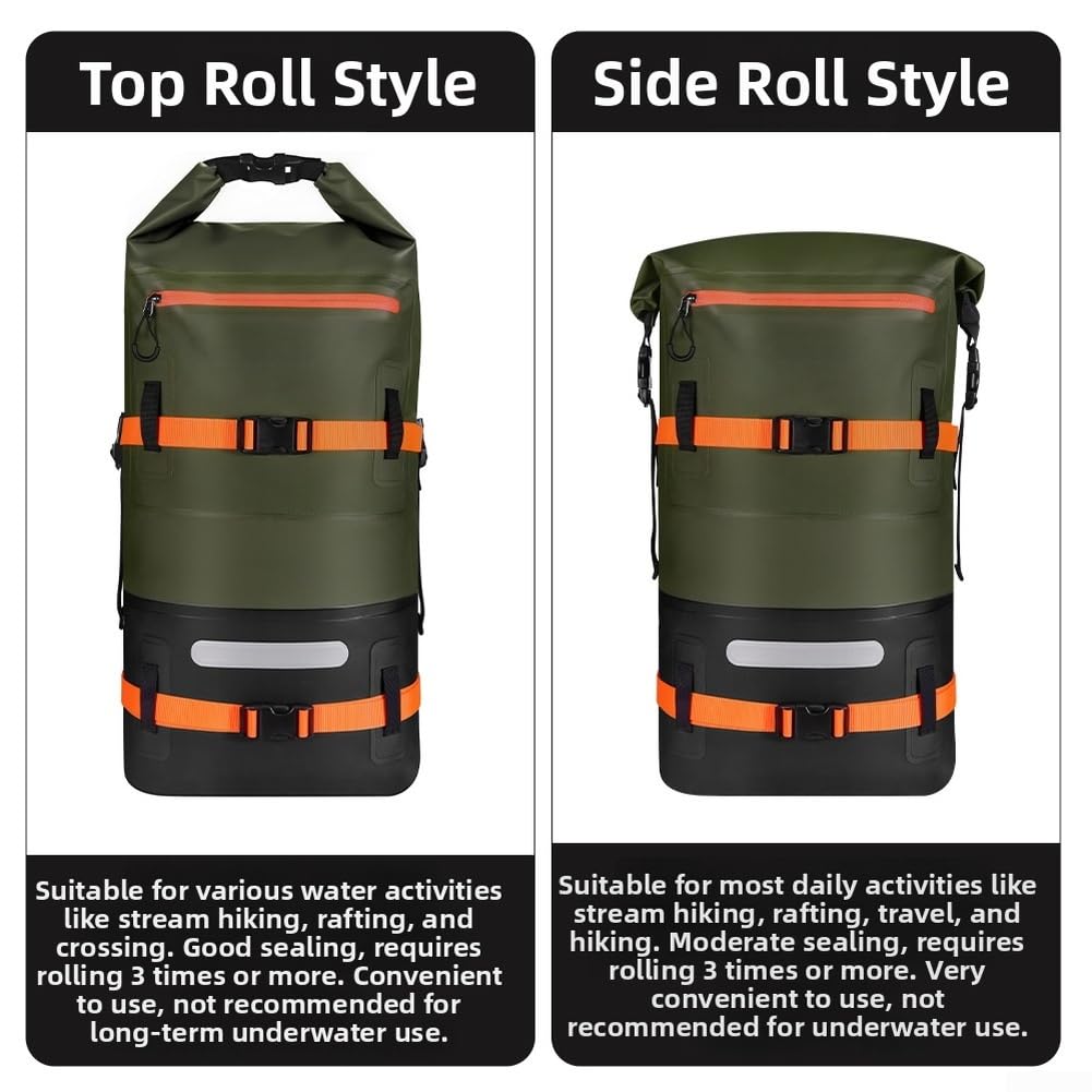 Mochila de PVC de 35 L con construcción impermeable para senderismo, camping, montañismo, ciclismo y salidas a la playa (B)