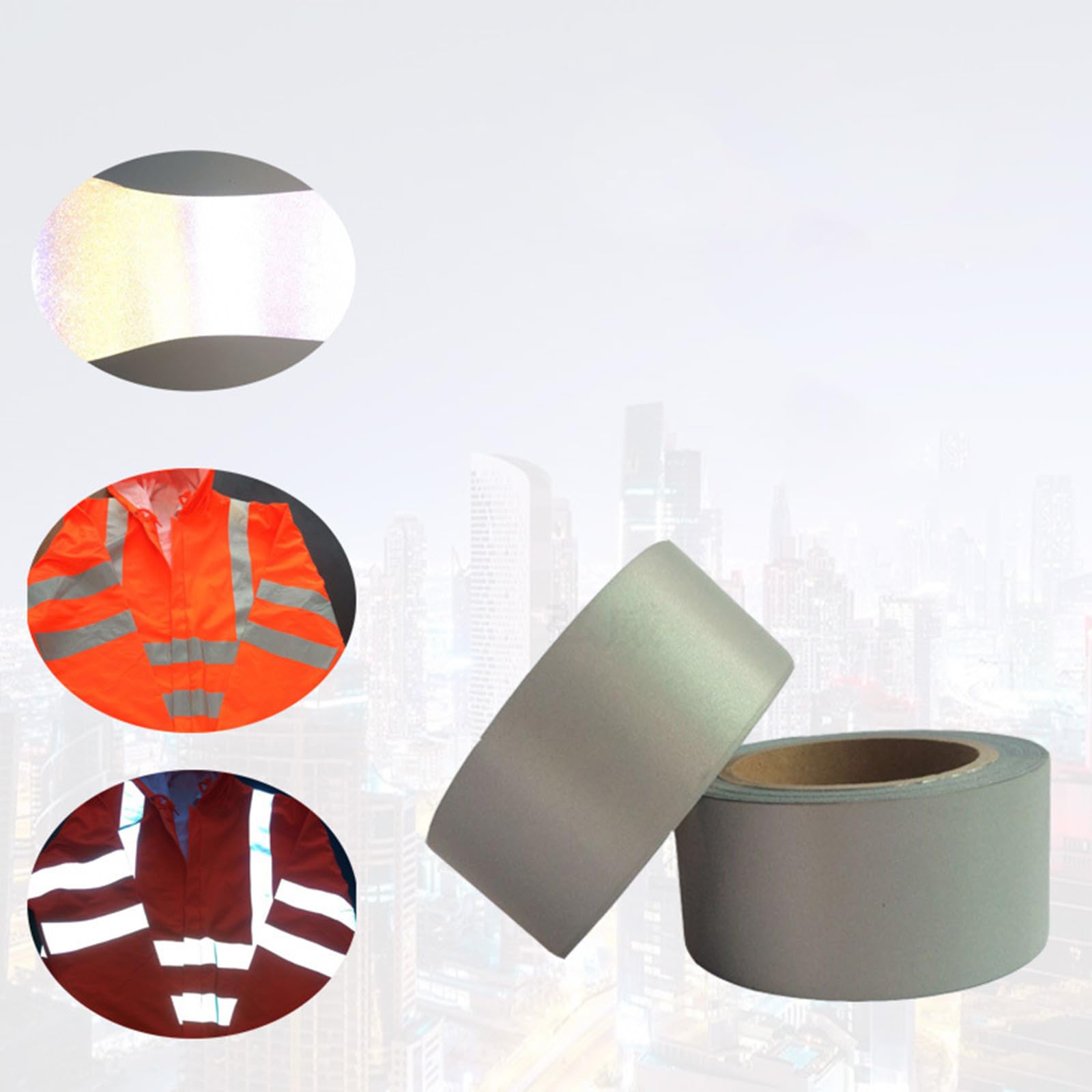 Tiras de Correas Reflectantes de 5 tamaños Tejido de poliéster Resistente para Correr de Noche Ciclismo y Equipo de construcción Cinta de Tela para Bicicletas Cinta para Ropa de Trabajo