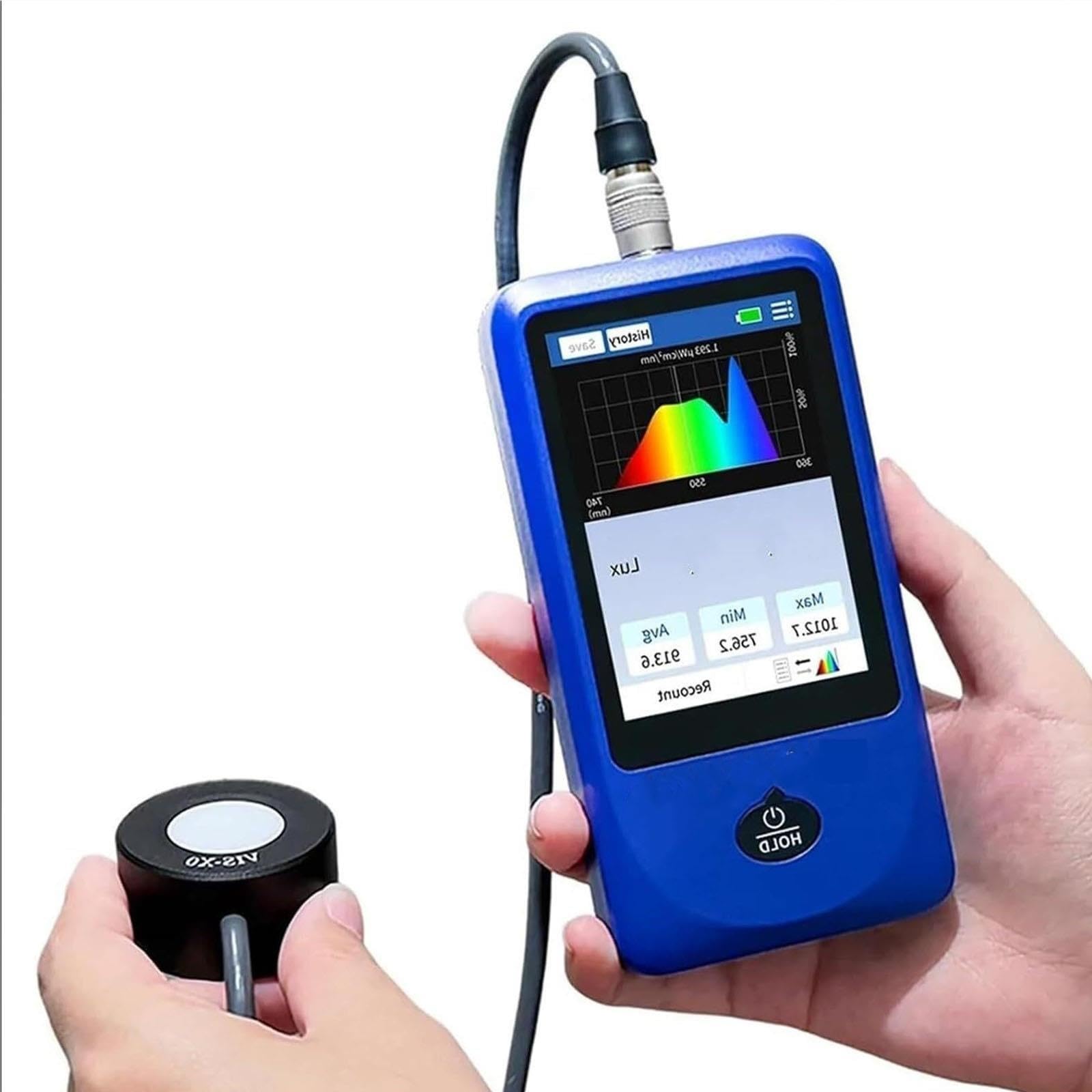 Medidor iluminancia espectral, equipo analítico laboratorio portátil mano