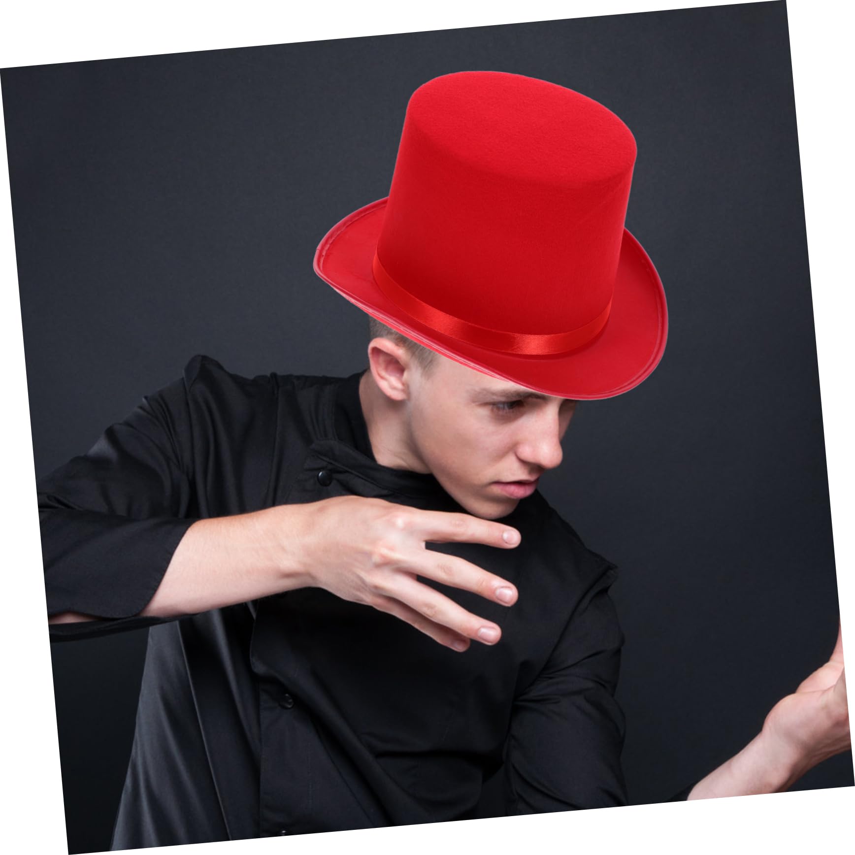 BESPORTBLE Vestire i Cappelli Berretto Fedora Falso Barra Cappello a Tricorno Costume Cappello Pieghevole Da Mago Maghi Accessori Tradizionale Cosplay Cappelli Da Festa Adulti Malvagio Rosso