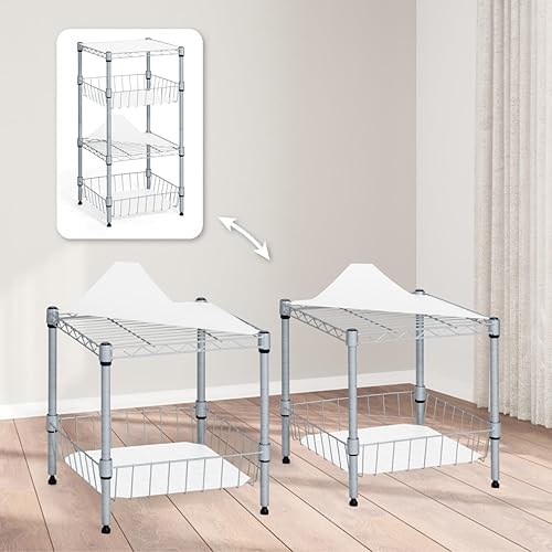 CAPHAUS NSF - Estantería de alambre con cestas y forro, estantes esquineros de almacenamiento, estante de almacenamiento de cocina, baño, armario de