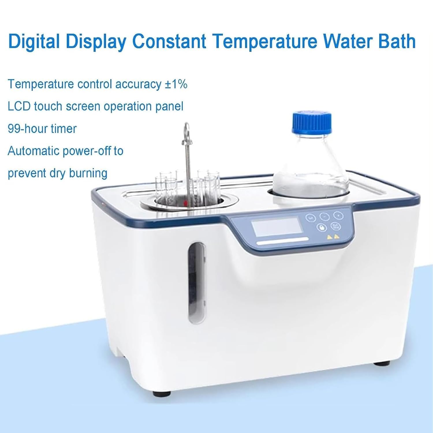 Baño de calefacción de laboratorio, baño de agua digital, 800 W con tanque de acero inoxidable de 5 L, función de temporización, protección contra quemaduras secas para experimentos científicos