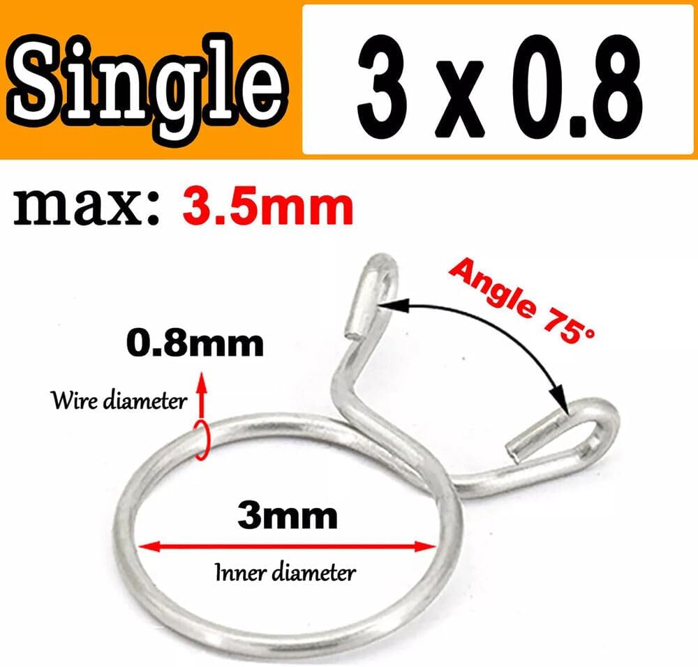 Single Wire Fuel Hose Spring Clips Silicone Pipe Clamps Air Band Vacuum Tube (200,75 x 3 mm)