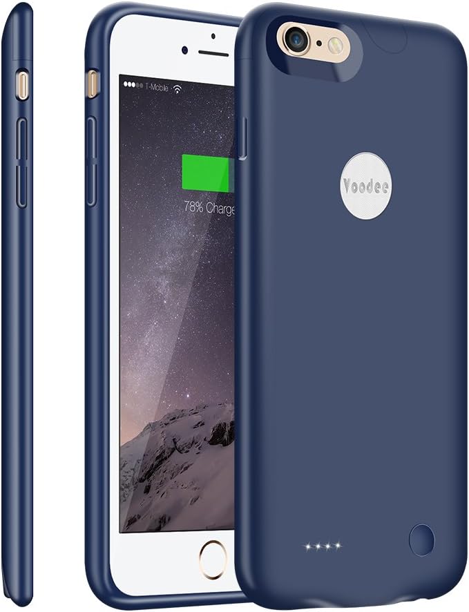 Voodee Battery Case for iPhone 6/6s, Ultra Slim Charger Case Portable External Phone Charging Case 2500mAh Prime Rechargeable Power Bank Juice Pack for Apple iPhone 6/6s, Support All Headphones-Blue
