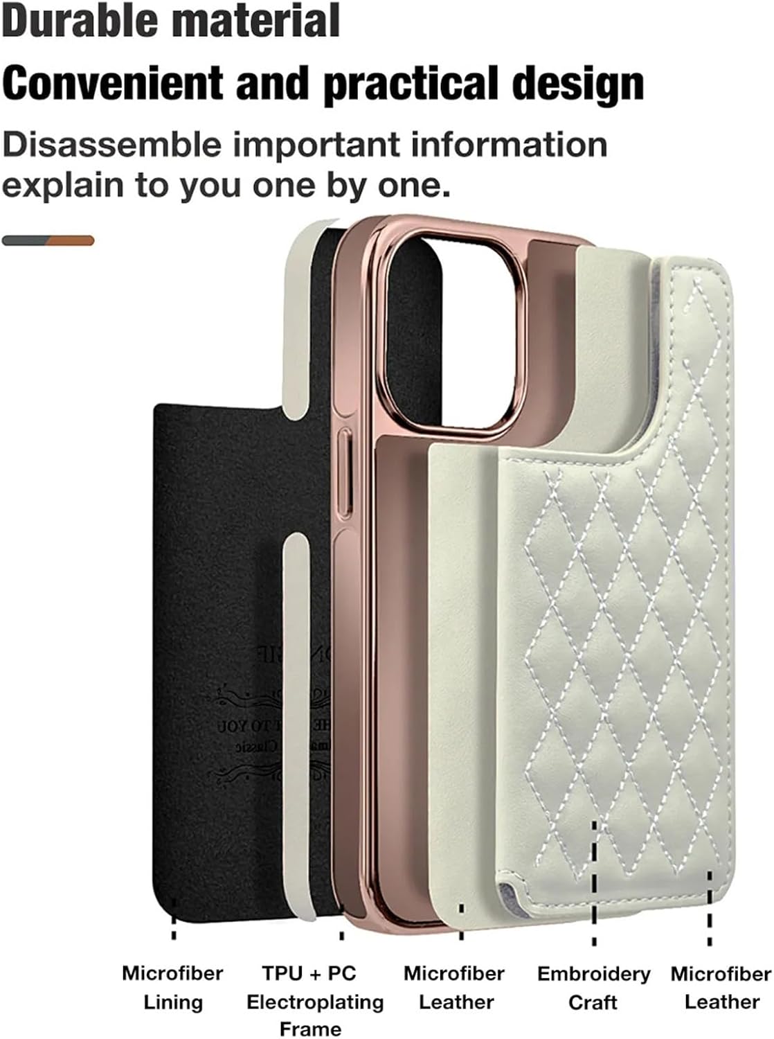 Wallet Case for iPhone 15/15 Pro/15 Pro Max, Magnetic Flip Stand Credit Card Holder Extra Soft Microfiber Lining Luxurly Gold Plating Edge Premium Leather Cover for Women,Pink,15 Pro Max