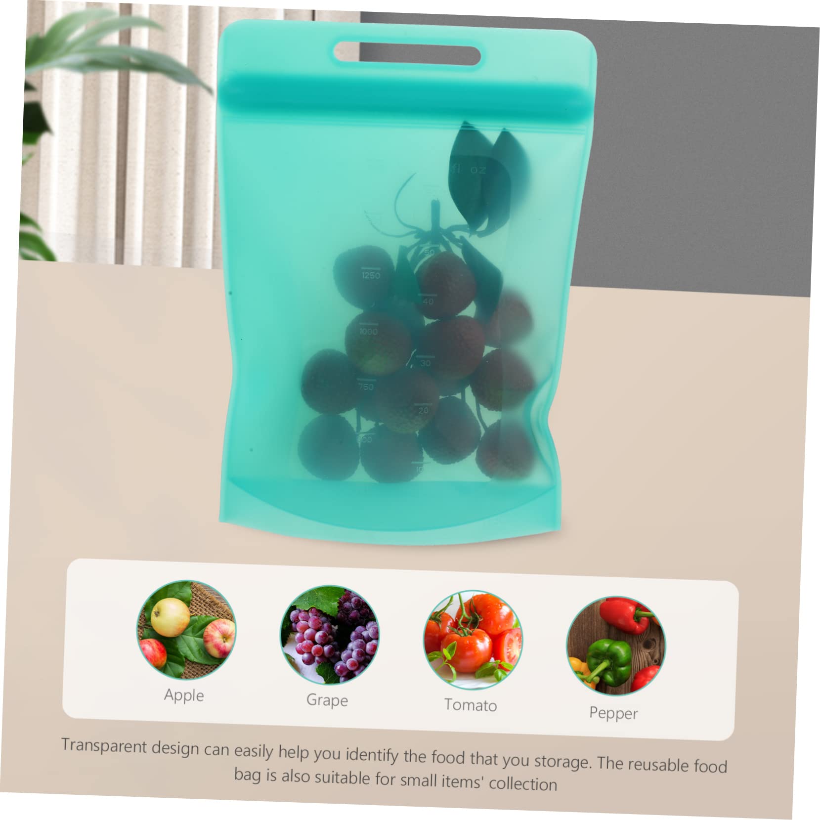 Bolsa de Almacenamiento de Silicona de 4 Piezas, Bolsa de Alimentos para el hogar, Bolsa de refrigerador para el hogar, Bolsa de Alimentos Reutilizable, Conveniente Bolsa para con