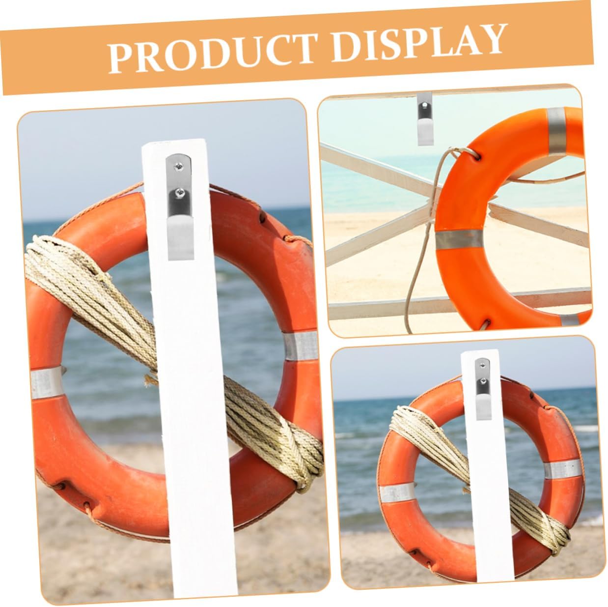 2pcs Life Holder Hooks Storage for Swimming Pool Boat Fences Easy Installation Safety Hooks for Garage Outdoor Use