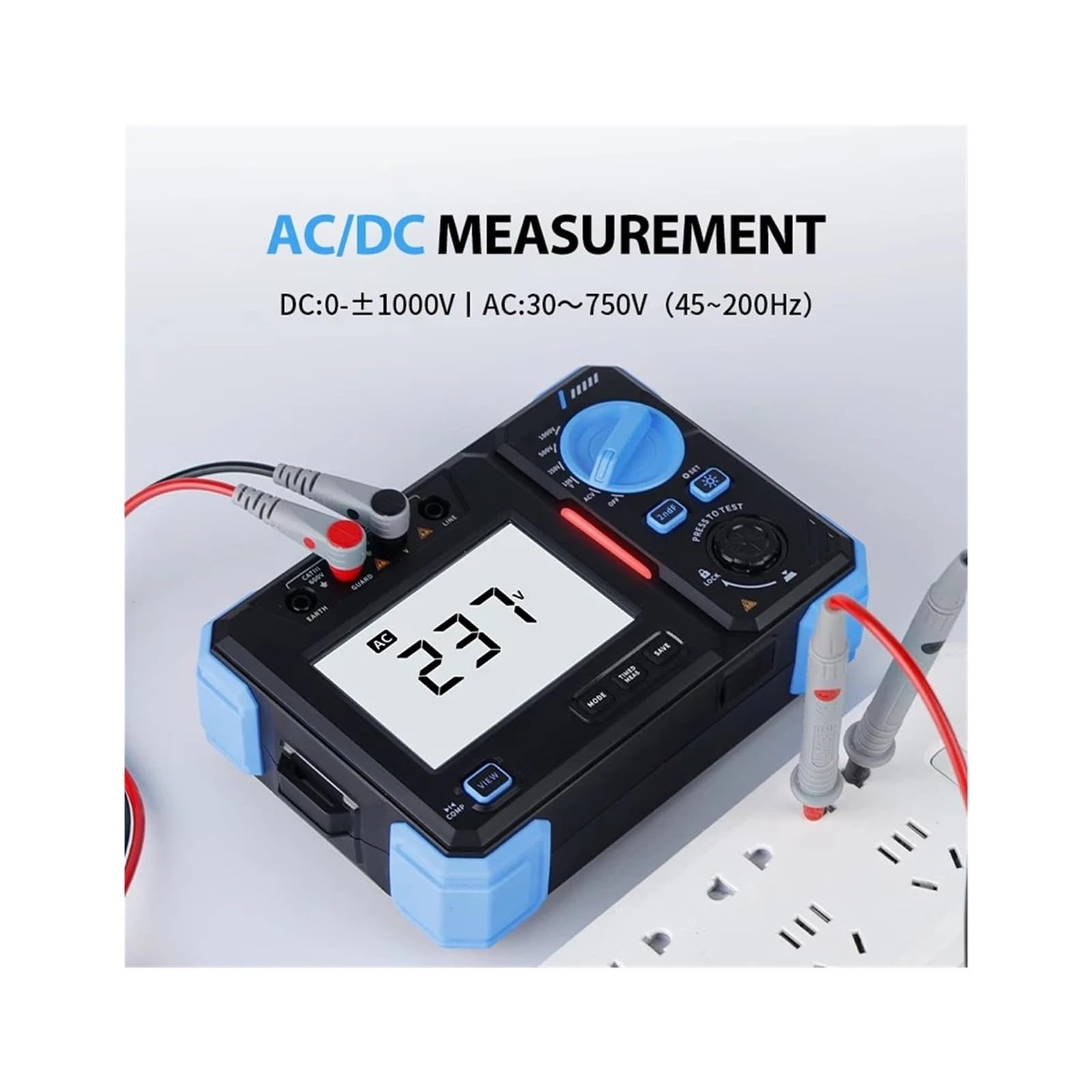 Tester Kabli Sieciowych, Miernik Rezystancji - Tester Izolacji 1000V 20GΩ Megomomierz | Pomiary AC/DC, Automatyczne Rozładowanie