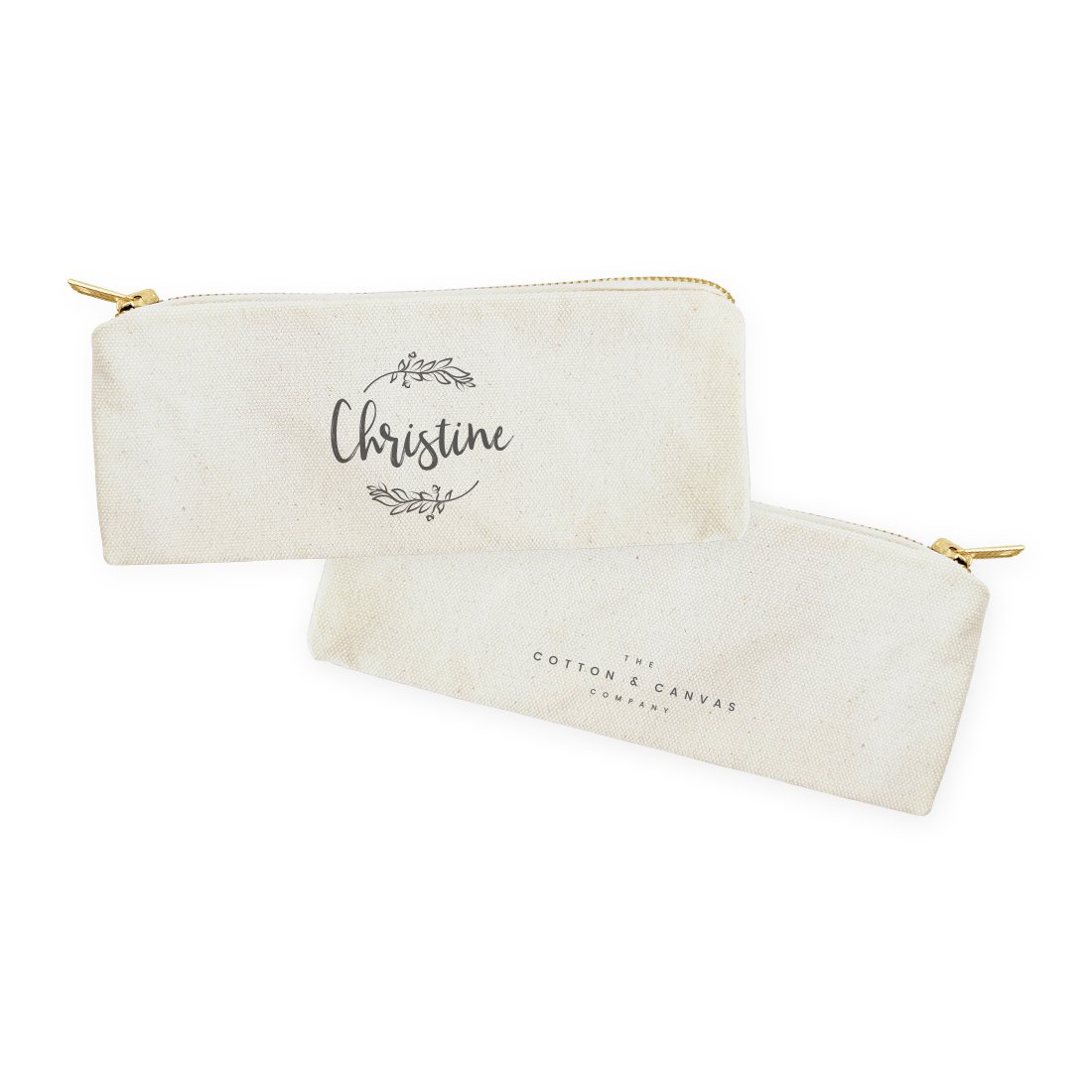 The Cotton & Canvas Co. Personalized Name with Vine Small Cosmetic Case and Travel Pouch for Office and On the Go