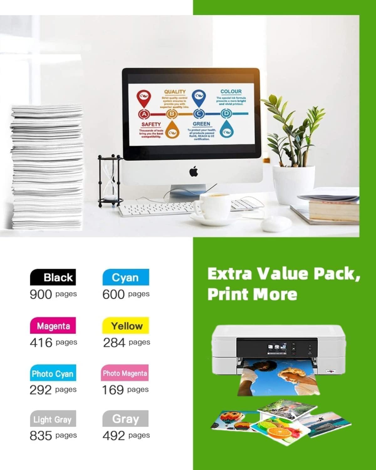 NEXTPAGE CLI 42 Ink cartridges Compatible Ink Cartridges Replacement for Canon CLI-42 CLI42 Use with Pro-100 Pro 100 Printer Professional Inkjet PIXMA PRO-100 Ink 8 Colors 2 Set 16 PCS