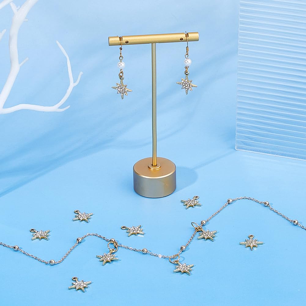 DICOSMETIC 50 Pezzi Fascino Stella Strass in Lega Fascino Celeste Bulk Cubic Zirconia Stella del Nord Charms Dorati 8 Punte Charms Stella per la fabbricazione di Gioielli