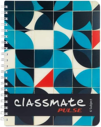 Classmate Pulse 6 Subject Notebook - Unruled, 300 Pages, Spiral Binding, 267mm*203mm