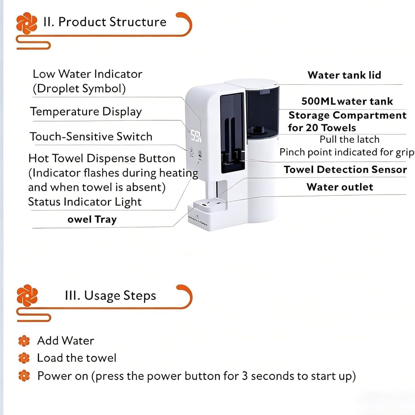 Scaldasalviette, scaldasalviette da 600 W con 20 asciugamani compressi, temperatura costante 55 °C, serbatoio da 500 ml per spa, viso, bagno, uso domestico