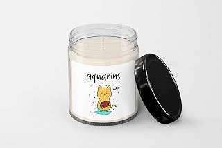 Aquarius Zodiac Candle – 9oz Hand-Poured Vanilla Scented Soy Wax Candle – Astrology Gift for Aquarius Birthdays & Horoscope Lovers