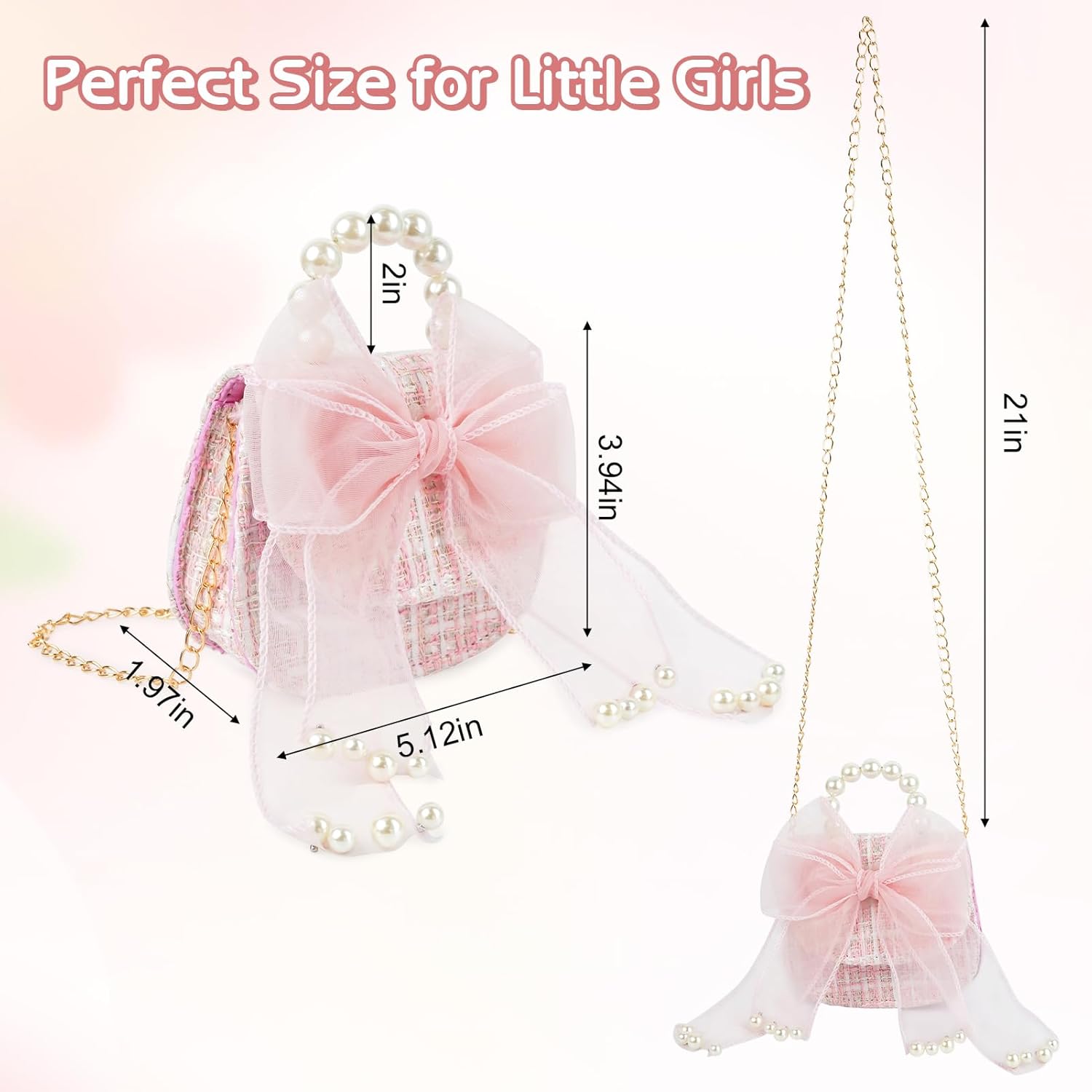 Cute Crossboby Purse with Bowknot Shoulder Bag for Little Girls, Girls Kids Fashion Handbags with Pearl Handle - Image 6