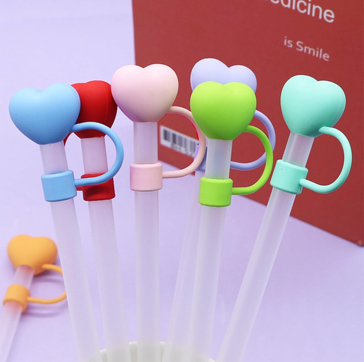 Heart Straw Covers Toppers for Stanley Cups 30&40 Oz Tumbler Accessories 5PCS Valentine's Day Silicone Straw Caps Heart Straw Tips Protectors for Stanley Cup 10mm 0.4in Straws(Colorful) - Image 7