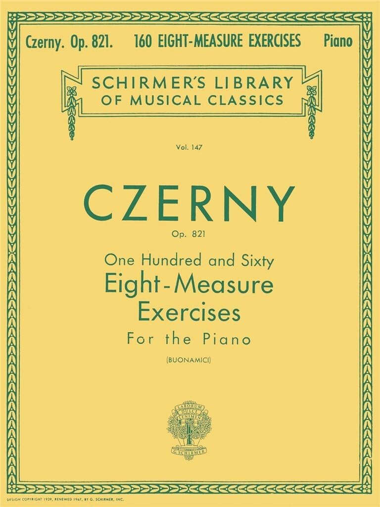 Carl Czerny 160 Eight-Measure Exercises For Piano Op.821 Pf: Schirmer Library of Classics Volume 147 Piano Technique