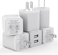 iGENJUN 6 Pack 2.4A Dual USB Wall Chargers - Fast Charging Adapter for iPhone 17/16/15/14, Samsung Galaxy, Android Phones - White