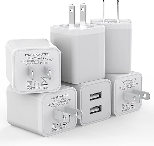 Miniatura 10 de Paquete de 6 cargadores de pared USB, iGENJUN adaptador de enchufe de cubo de alimentación de puerto USB dual de 2.4A, bloque de cargador rápido