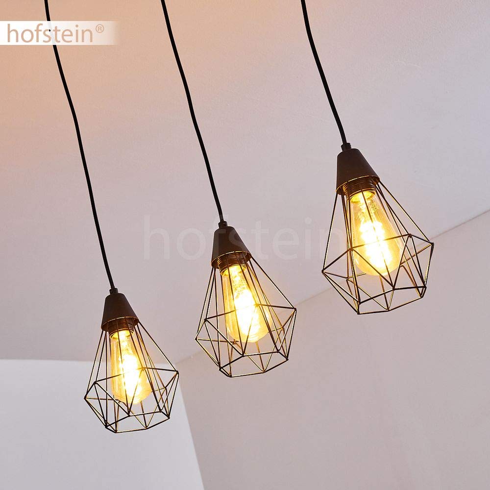Pendelleuchte Baguio – 3-flammig, Metall Gitter-Optik, Schwarz, Höhenverstellbar, Vintage Design, Ohne Leuchtmittel