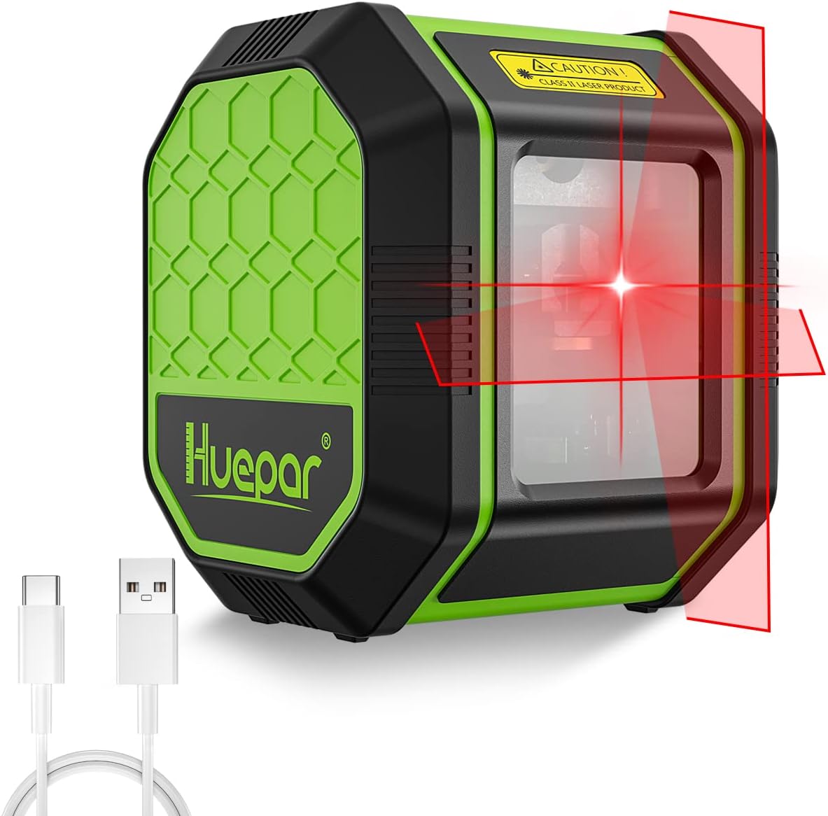 Huepar FC011R 2-Line Cross Line Laser Level, a compact and robust red laser device.