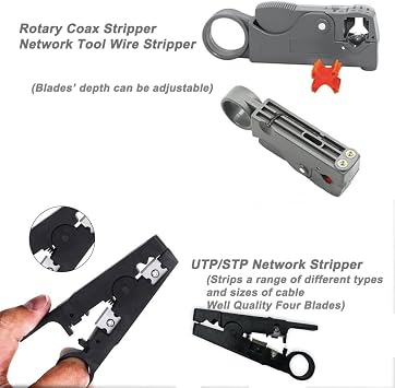 Rj45 Crimping Tool Network Tool Kit for Cat5 Cat5e Cat6, 6P 8P Multi-function Cable Cutter Pass Through Crimper, Ethernet Tool Kit RJ45/RJ11/RJ12 Network Cable Tester Punch Down Tool