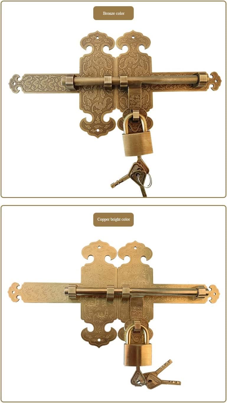Sliding Lockfor Portable Door Lock, Thickened Door Latch, Door Lock Latch for Cabinets, Courtyard, Fence and Garden, Pure Copper Sliding Door Latch(Size:25cm,Color:Bronze)