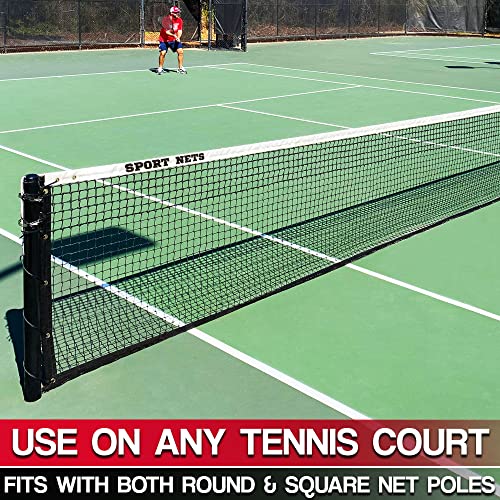Hit Run Steal Replacement Tennis Net Heavy Duty Tennis Net - Full Sized Professional Regulation 42 Ft Wide Tennis Net With Winch Cable (32 Lbs) And New Center Strap #TOP5