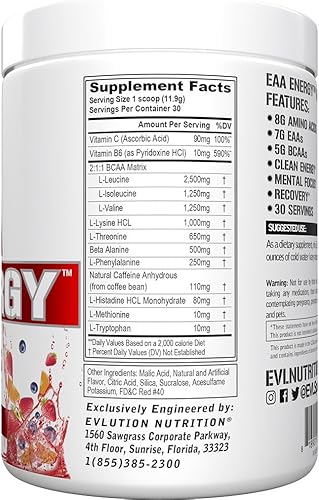 Miniatura 6 de Evlution Nutrition EAA Energy - Polvo antes y después del entrenamiento, suplemento de construcción y recuperación muscular, 0.27 onzas de