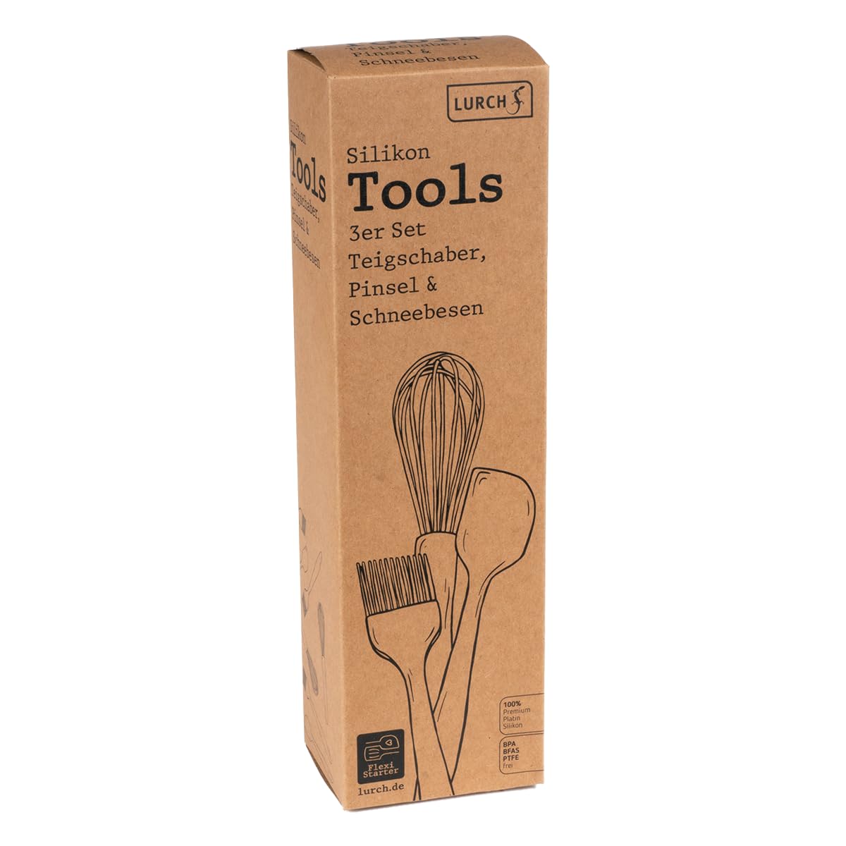 Lurch Flexi Starter Tools zestaw 3-częściowy, skrobak do ciasta, pędzel, trzepaczka, do pieczenia, zestaw podstawowy