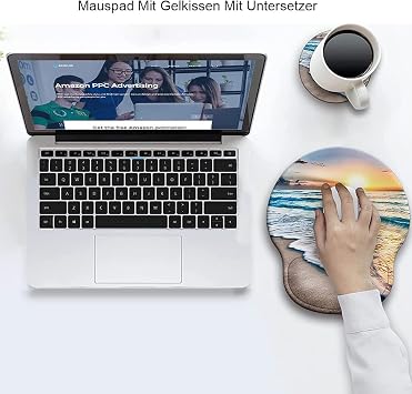 Mouse pad mouse pad with hand rest mouse pad with gel cushion ergonomic mouse pads with coaster for computer laptop (sea and beach)