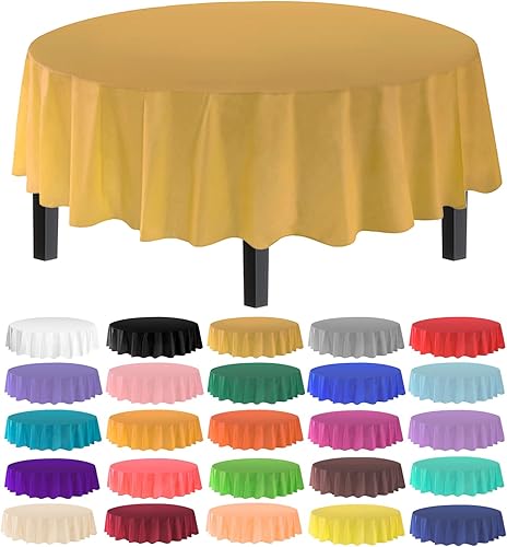 Miniatura 36 de allgala Manteles redondos desechables de plástico de alta calidad, paquete de 12, 84 pulgadas (7 pies), impermeables, resistentes a las manchas,