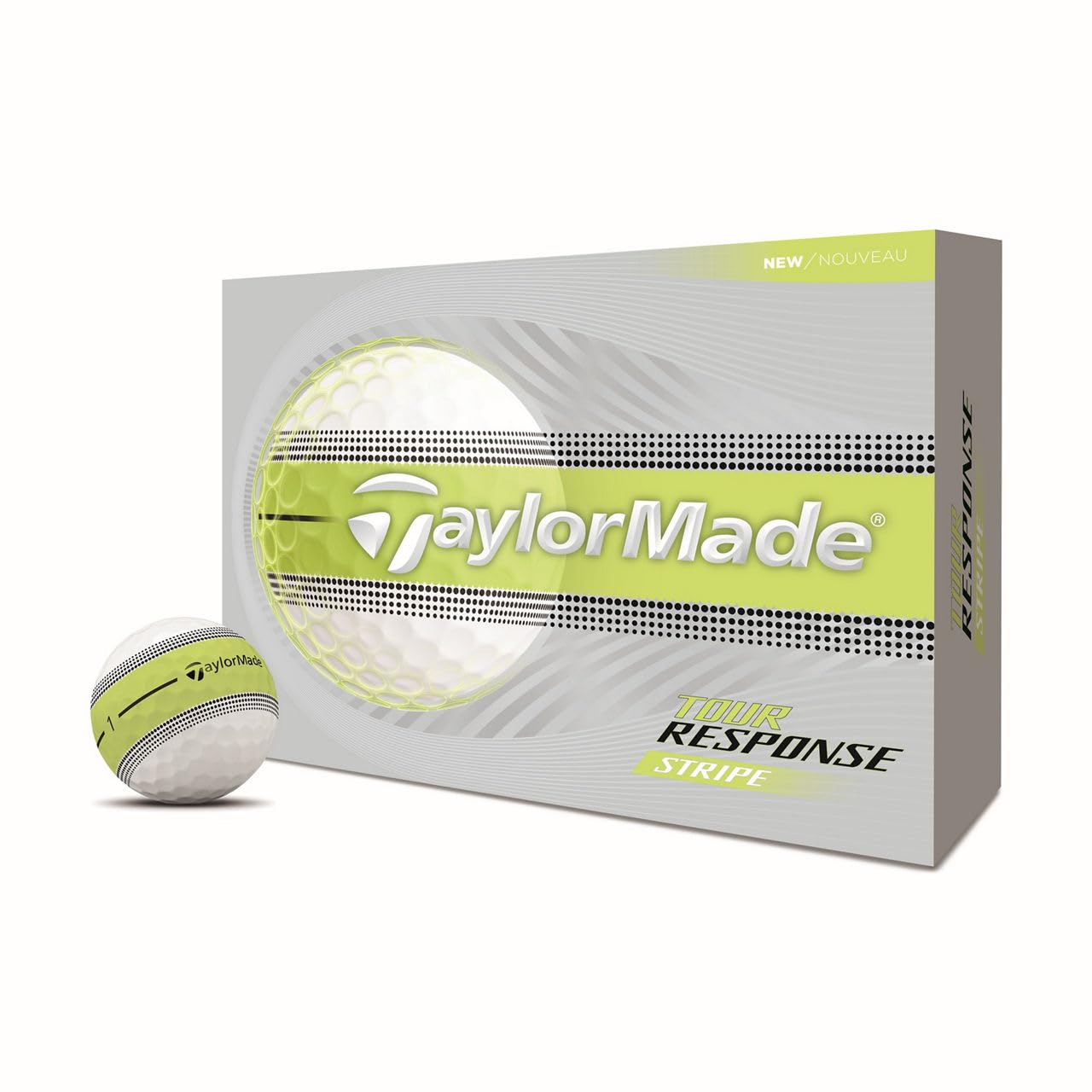 TaylorMade Tour Response Golf Balls, Enhanced 360° ClearPath Alignment, Speed Wrapped Core for Distance and Feel, Pack of 12