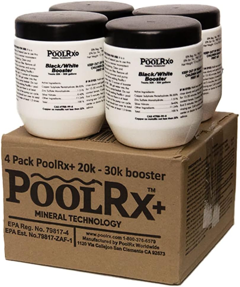 Pool RX 332064 4-Pack PoolRx+ Booster Black Swimming Pool Algaecide, 4 Pack