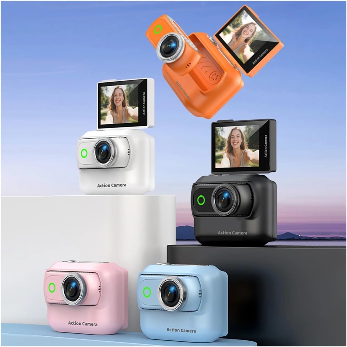 2.0in Flip Screen WiFi Mini Sports Camera Magnetic Neck Strap for Outdoor Vlog & Selfie Recording image 3