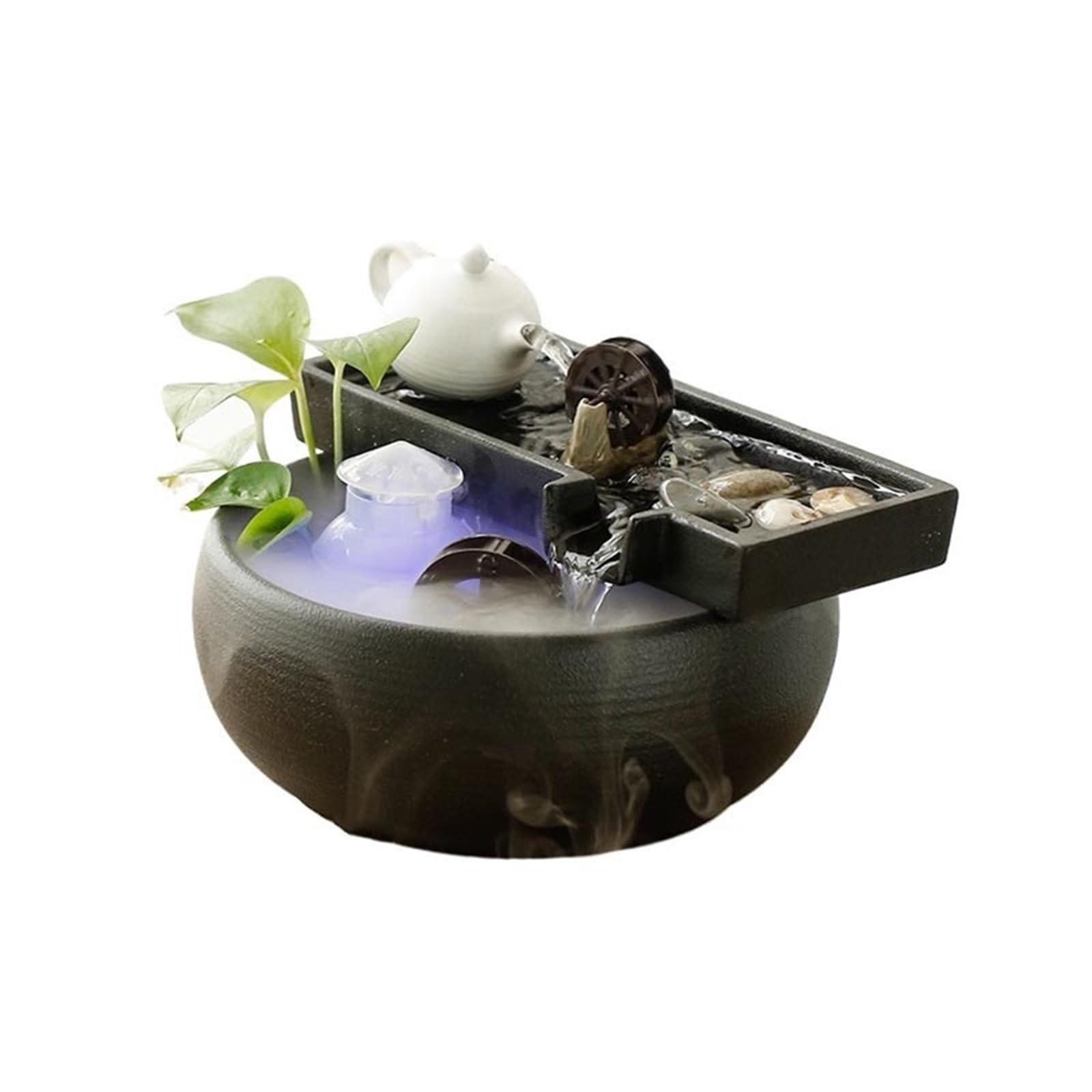 Water Feature Indoor Tabletop Fountain Water Feature with Feng Shui Wheel for Meditation Relaxation Indoor Fountains