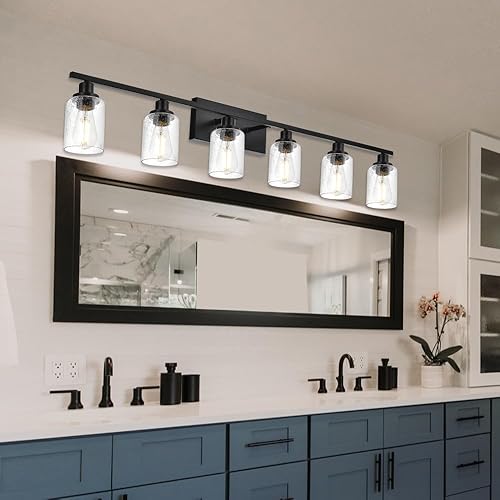 Miniatura 8 de WINSHEN Lámparas de baño de 3 luces de vidrio semillado en acabado de níquel cepillado, iluminación de tocador de 23.6 pulgadas, lámpara de montaje