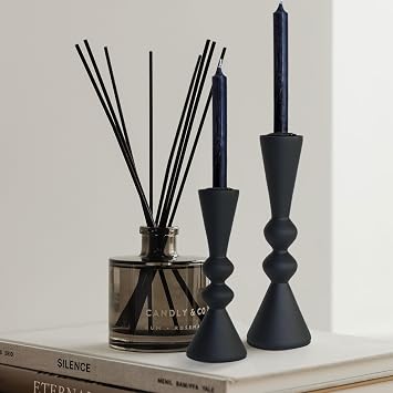 Candle Holder Black Candlestick Holders,Taper Candle Holders Set of 2- Candle Sticks Holder Decor for Home,Small Modern Wood Candle Stick Candle Holder for Candlesticks7.5"/6" H