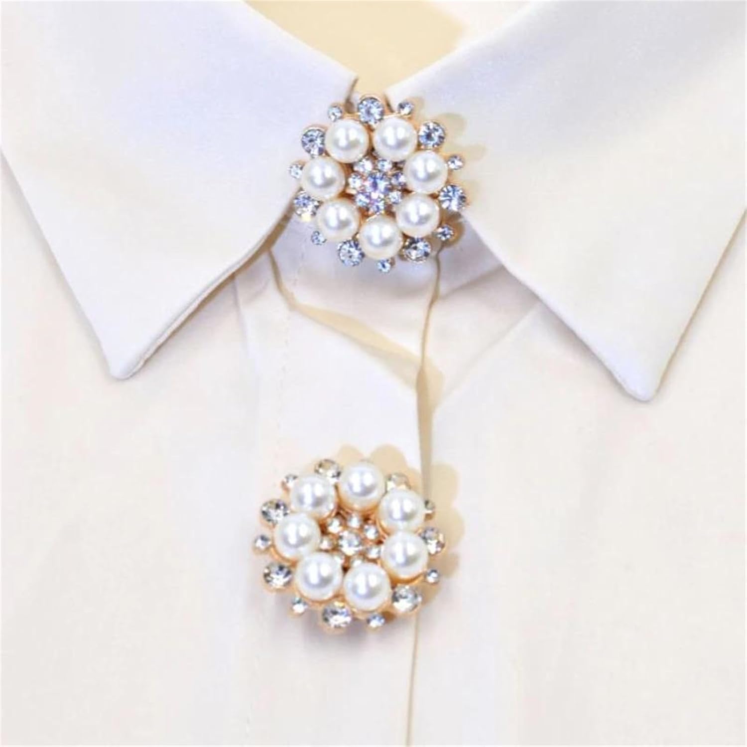 Women’S Rhinestone Pearl Round Shirt Button Covers Fashion Jewelry Decoration Clothes Accessories