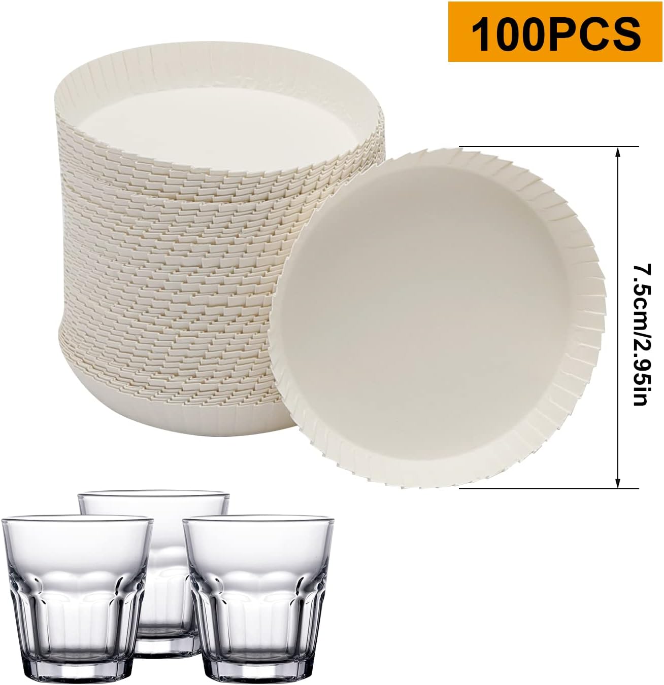 100pcs Disposable Cup Coverware 7.5 X 7.5cm Coffee Cup Drinking Lid Paper Cup Cap for Wedding/Parties//Kitchen (7.5 X 7.5cm) image 2