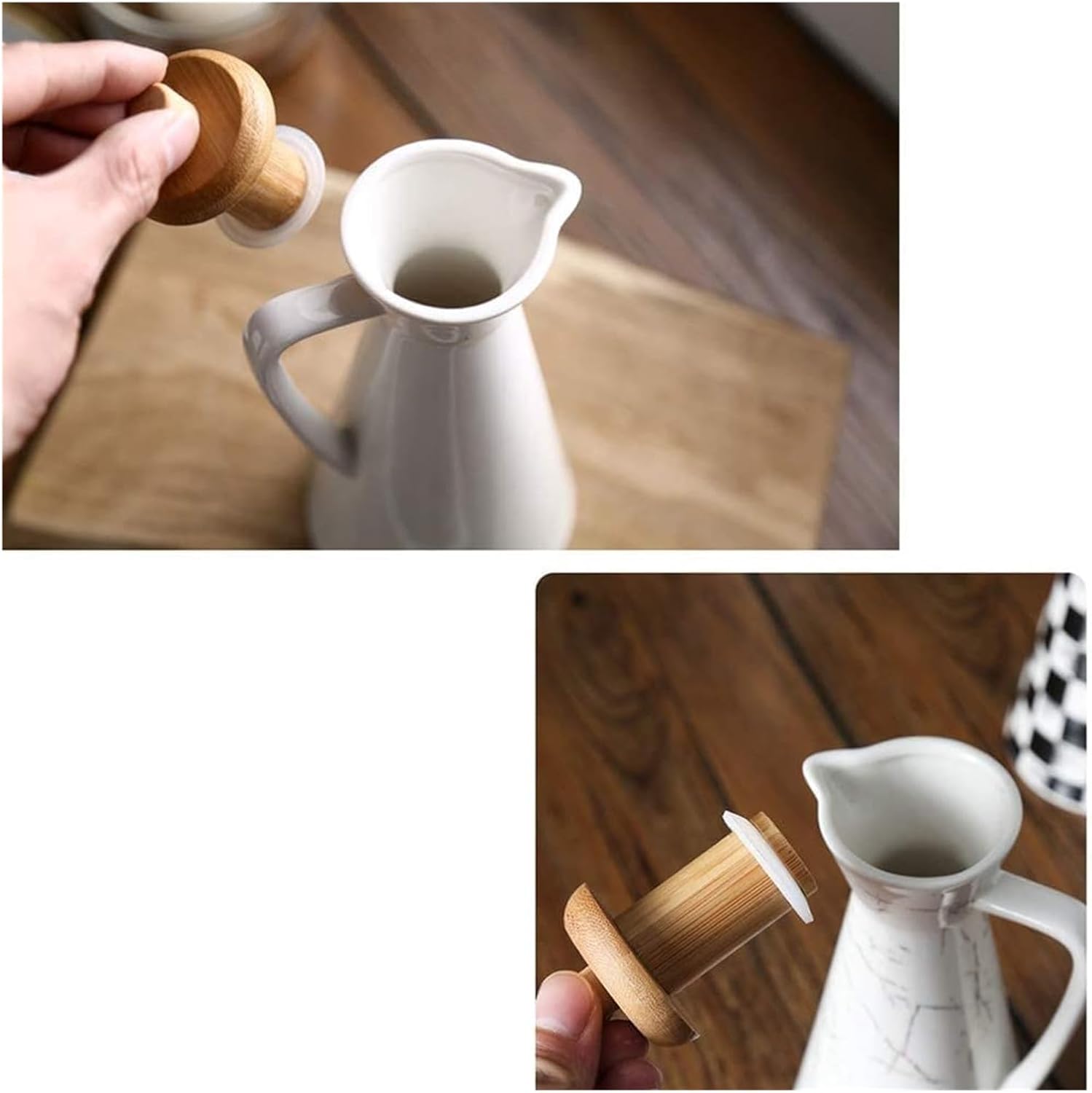 Oil and Vinegar Dispenser Ceramic Oil Bottle Vinegar and Sauce Dispenser,Olive Oil Dispenser Bottle with Sealing Cap Leak-Proof Cooking