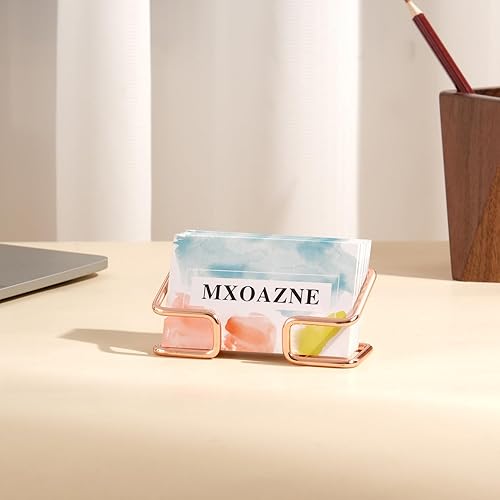 Miniatura 2 de Soporte para tarjetas de visita para escritorio, bonito soporte de metal para tarjetas de visita para mujeres, 1 paquete, oro rosa