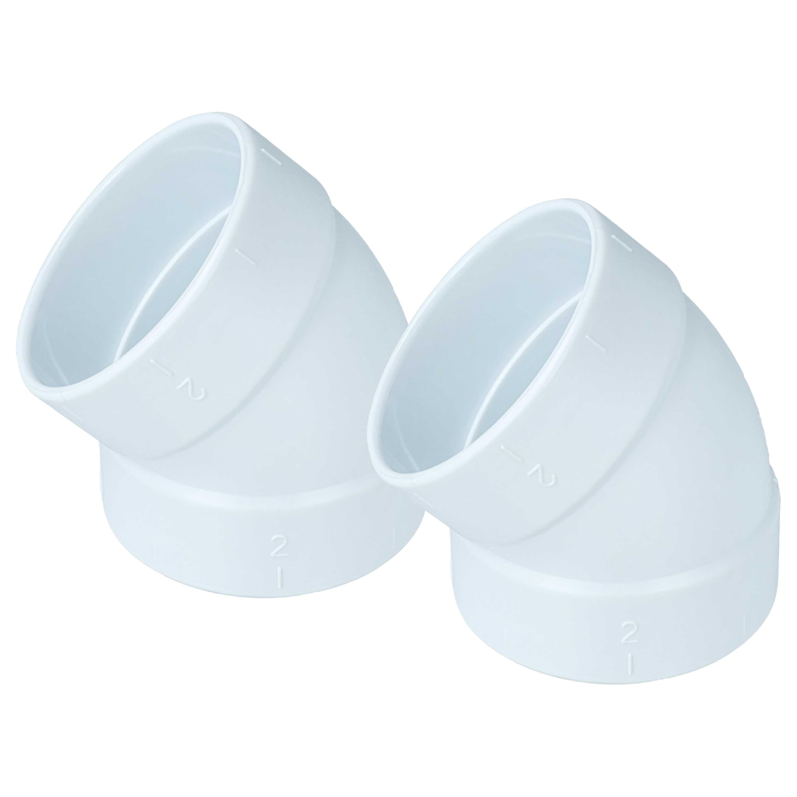 Vhbw White 2X Ducting Pipe Connector 45 Degree Bend, Inside/Inside, 50.8Mm Diameter - For Central Vacuum Cleaners