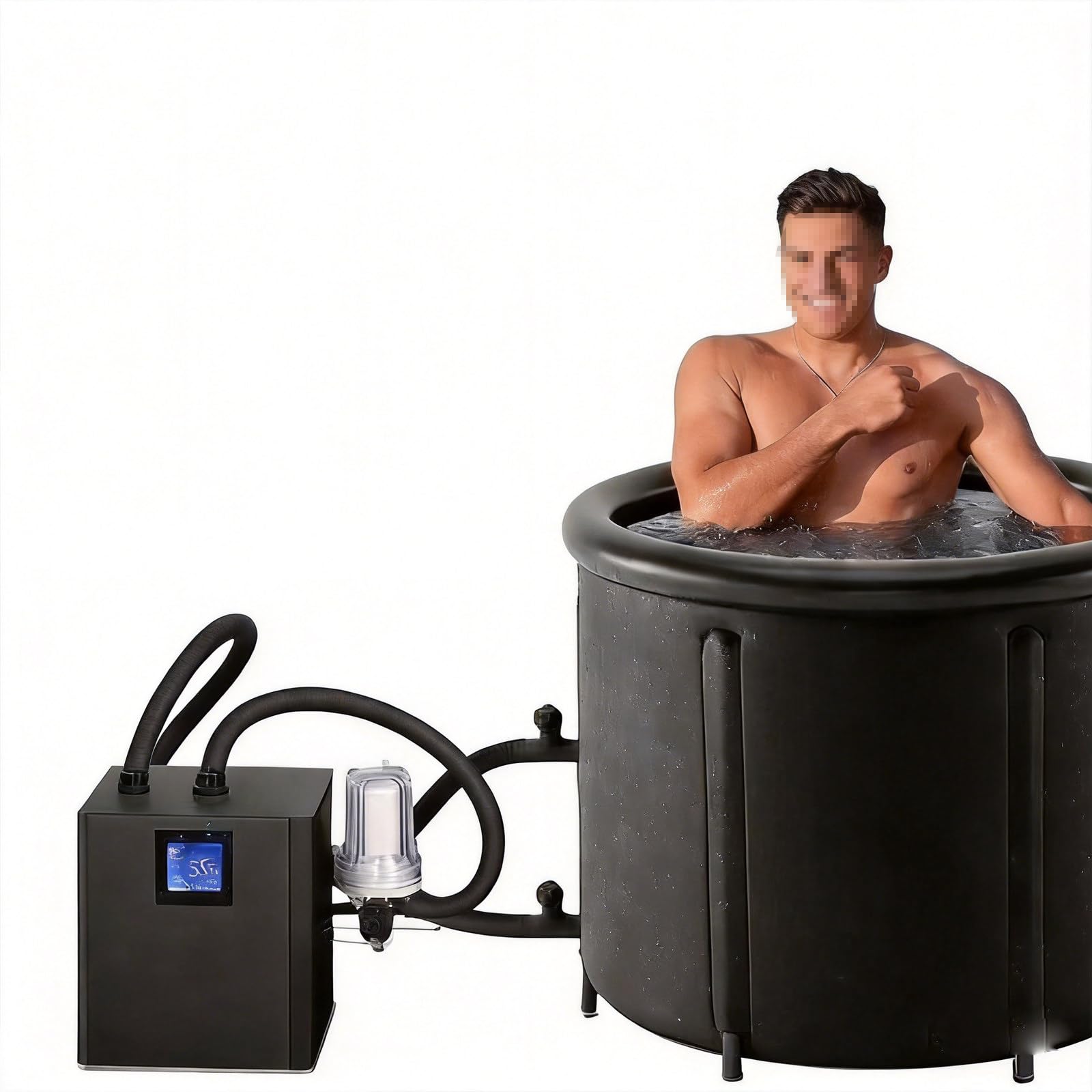 Enfriador de baño de Hielo refrigerado por Agua, Equipado con un Conjunto de Bomba de filtración y una bañera Plegable, Ideal para la recuperación en gimnasios y para Deportistas