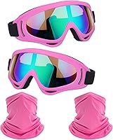 Vista 21 de Gafas de motocicleta, paquete de 2 unidades, para motocross, ATV, motocross, senderismo, protección con 2 unidades de máscara bandana transpirable
