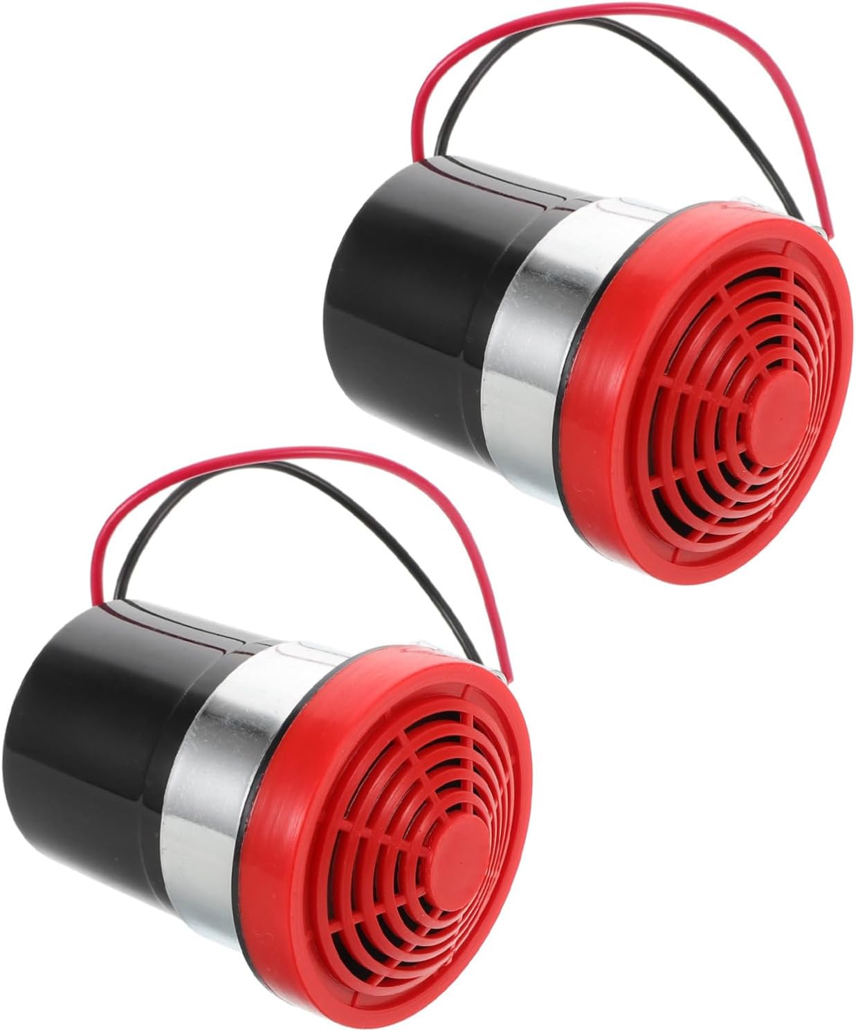 2pcs Motorcycle Reverse Warning Alarm Horn, Adjustable Tone Black