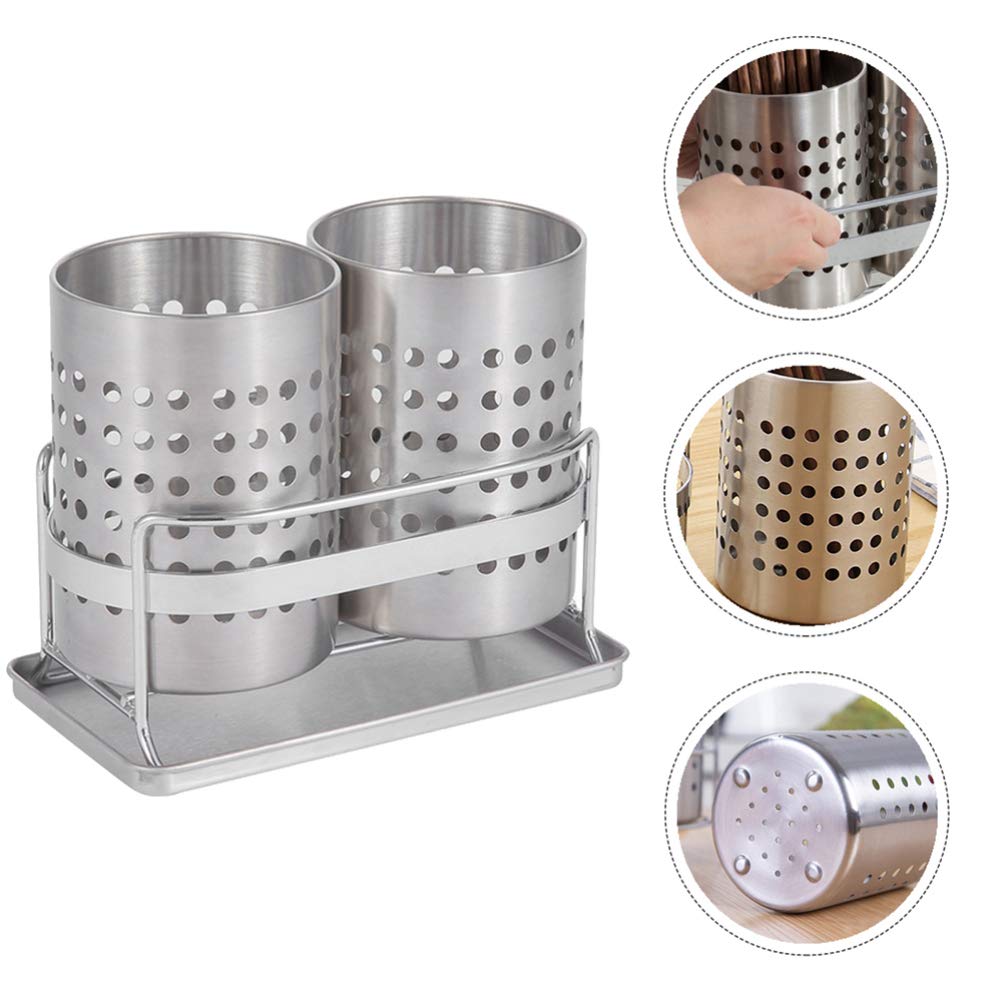 Cabilock 1 Jeu Porte- en Acier Inoxydable Porte-ustensiles De Cuisine Porte-ustensiles pour Chariot De Séchage des Couverts Panier De Séchage pour Étendoir Éponge