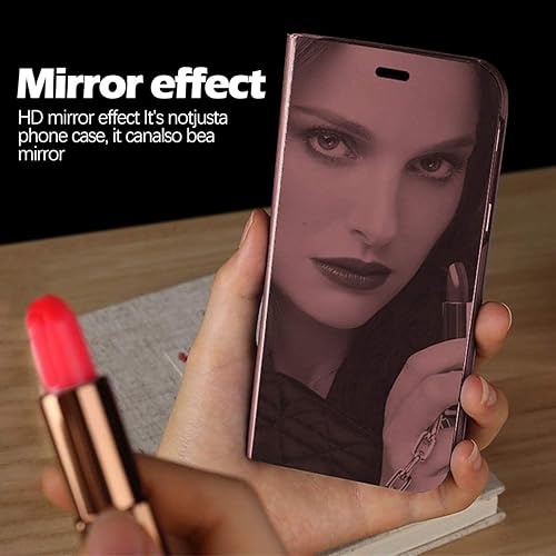 Miniatura 7 de Funda compatible con Samsung Galaxy S22 Ultra 5G, funda de piel transparente con espejo S-View, a prueba de golpes, con función atril, antiarañazos,