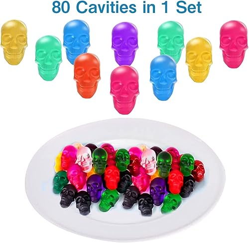 Miniatura 2 de Moldes de caramelo de calavera de gomita, paquete de 2 moldes de silicona antiadherentes para chocolate con 1 cuentagotas para chocolate, dulces,