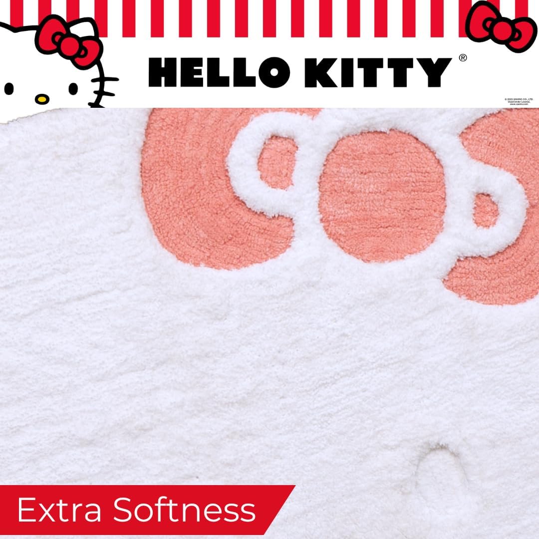 Hello Kitty Non-Slip Bathroom/Bedroom Area Rug, 34.75" x 30” Non-Slip Tufted Mat, (Officially Licensed Product) by Franco Collectibles